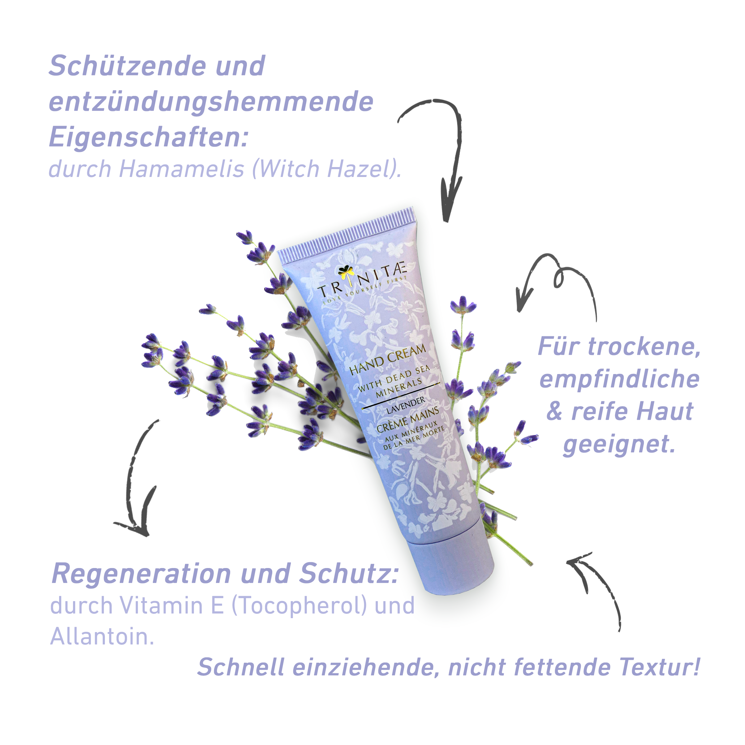 Trinitae Luxus Handcreme mit Lavendel