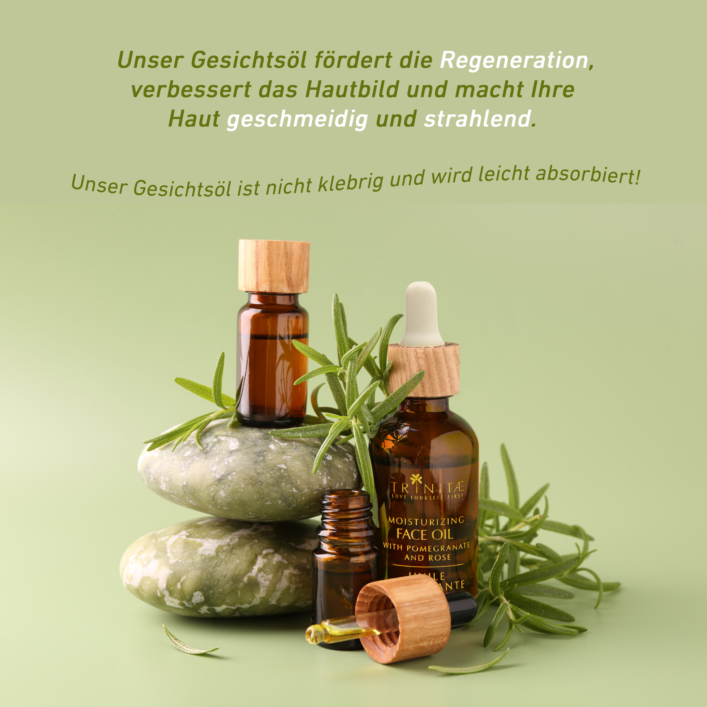 Trinitae feuchtigkeitsspendendes Gesichtsöl mit Granatapfelkernöl & Rose