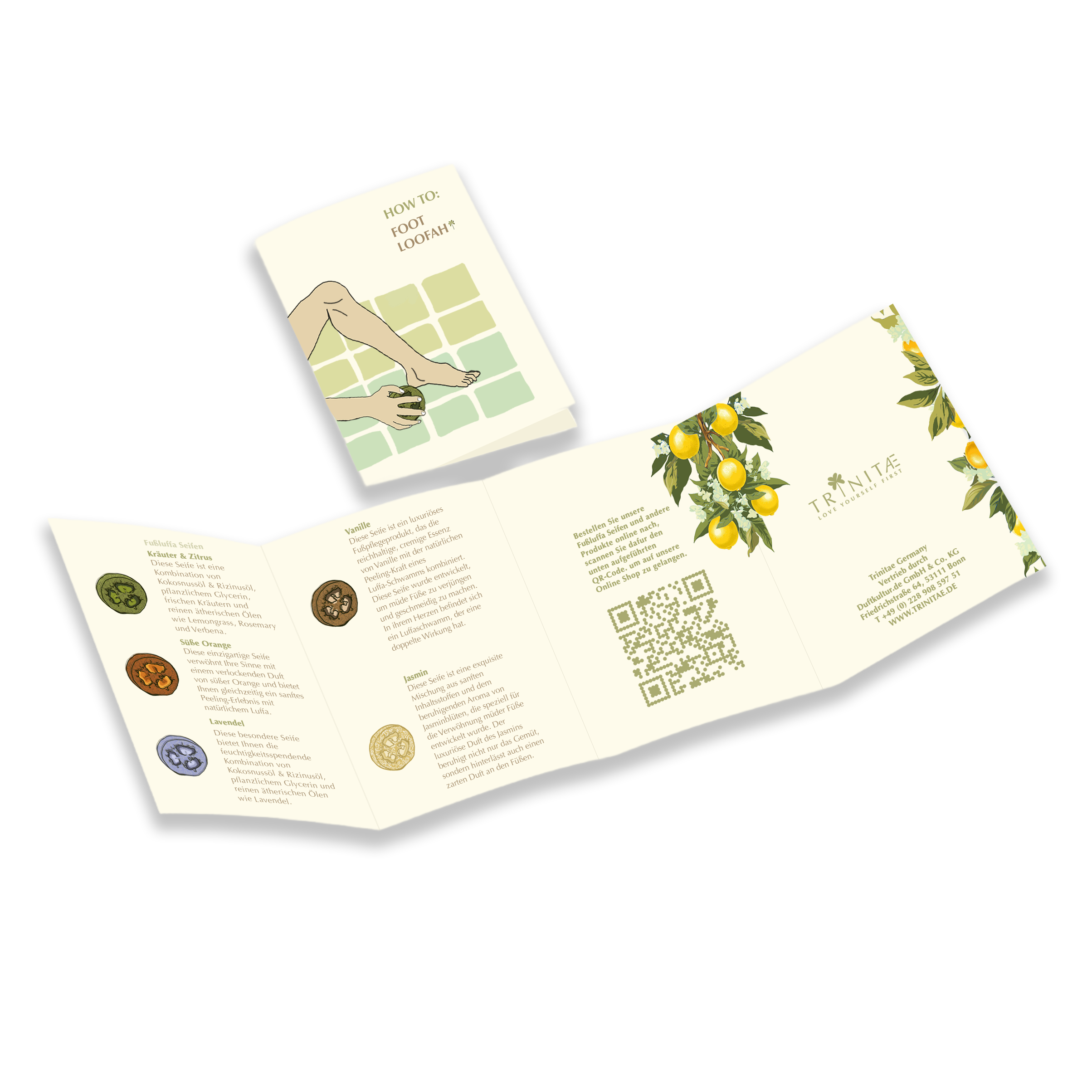 Trinitae Aroma Fußseife für Fußpflege Luffa Peeling Jasmin