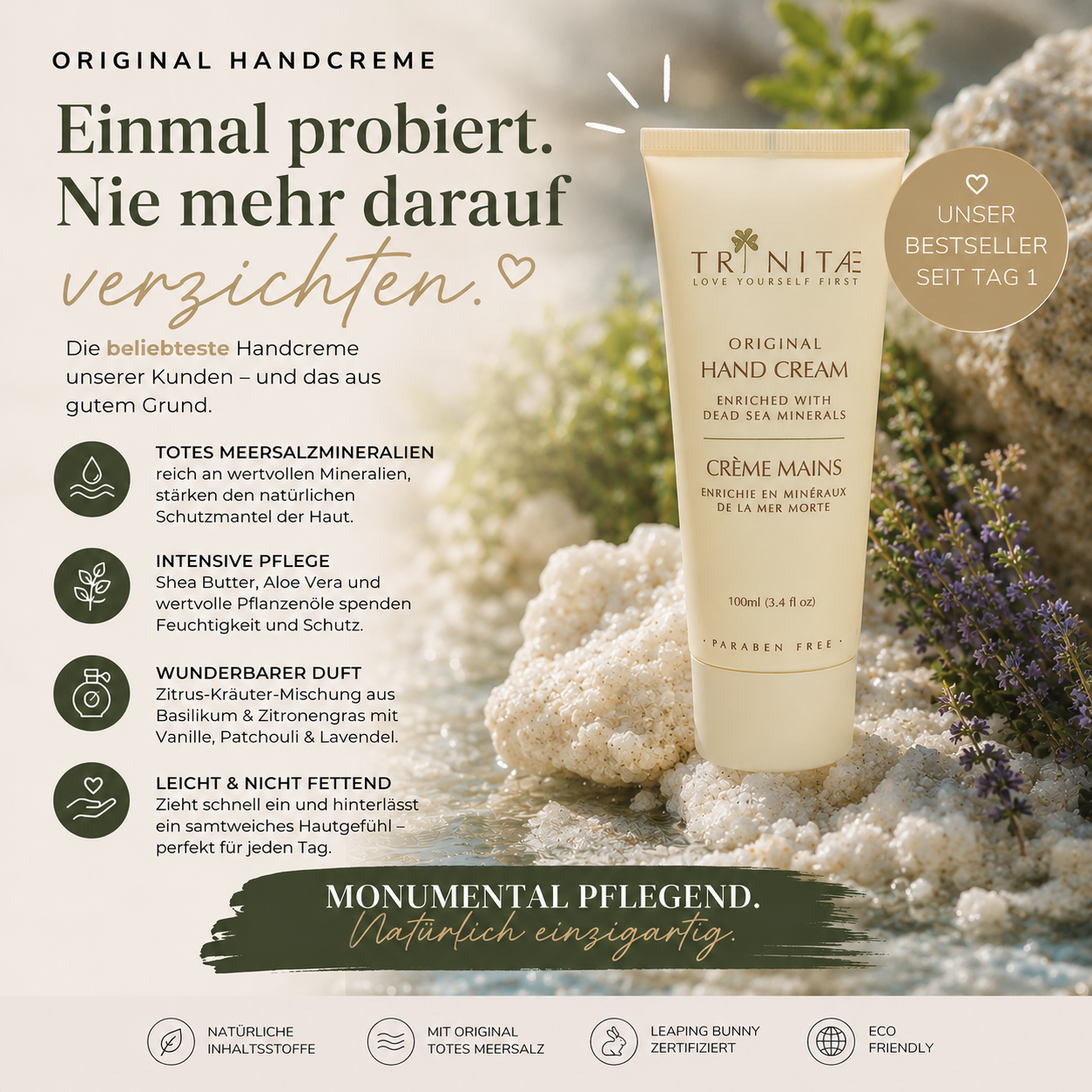 Trinitae Original Handcreme | Totes Meer Mineralien & Luxus Handpflege